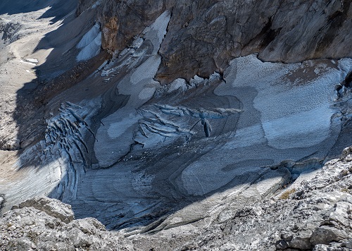 Höllentalgletscher stark zerklüftet